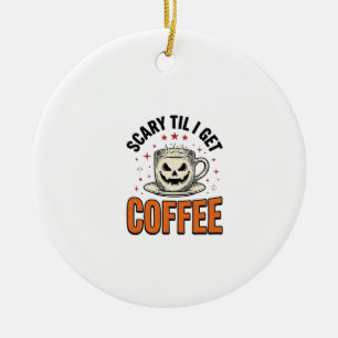 Ornamento De Cerâmica Camiseta de Café Vintage de Halloween Assustador a