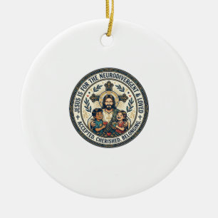 Ornamento De Cerâmica Camiseta de Encorajamento Neurodivergente de Jesus