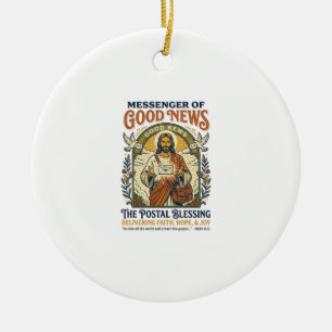 Ornamento De Cerâmica Camiseta de Entrega de Trabalhador Postal de Jesus