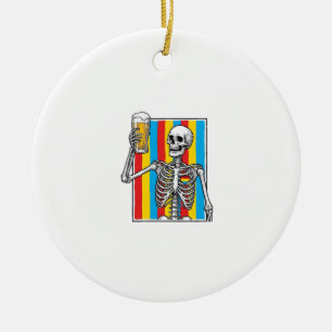 Ornamento De Cerâmica Camiseta de Gravura Vintage de Arco-Íris de Cervej