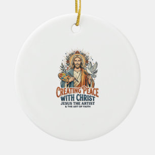 Ornamento De Cerâmica Camiseta de Hobby de Aquarela de Jesus Fé Inspirad