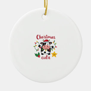 Ornamento De Cerâmica Camiseta de Natal Cow Christmas Cutie Cows (6)