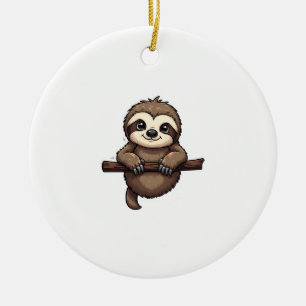 Ornamento De Cerâmica Camiseta de Preguiça Gravada Arte de Animal Vintag