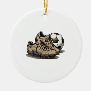 Ornamento De Cerâmica Camiseta Desenho de Chuteiras e Bola de Futebol An