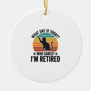 Ornamento De Cerâmica Camiseta Desenho de Gato Aposentado Citação Engraç