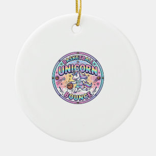 Ornamento De Cerâmica Camiseta Divertida Unicórnio Basquetebol Unicórnio
