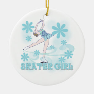 Ornamento De Cerâmica Camiseta e presentes da menina do patinador