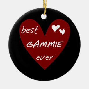 Ornamento De Cerâmica Camiseta e presentes de Gammie do coração vermelho