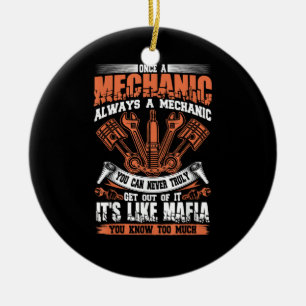 Ornamento De Cerâmica Camiseta Engraçada de Artesão Uma Vez um Mecânico