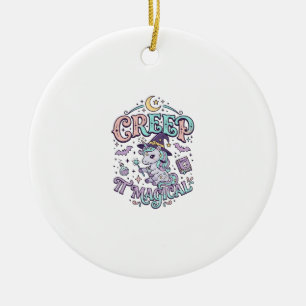 Ornamento De Cerâmica Camiseta Estilo Retro Mágico de Unicórnio Assustad