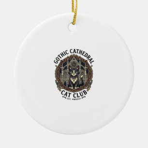 Ornamento De Cerâmica Camiseta Gráfica de Arte Gótica Catedral Gato - Gó