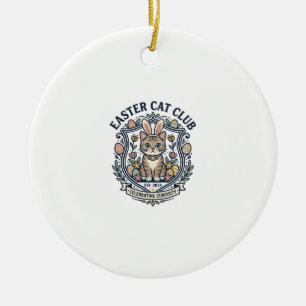 Ornamento De Cerâmica Camiseta Gráfica de Gato de Páscoa - Clube do Gato