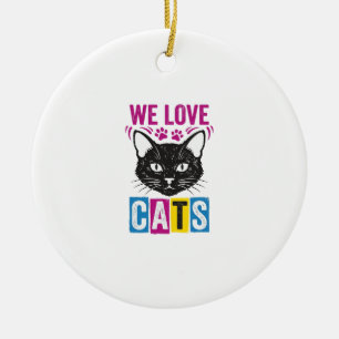 Ornamento De Cerâmica Camiseta Gráfica Rosto de Gato Nós Amamos Gatos Vi