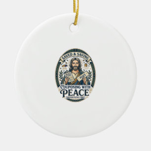 Ornamento De Cerâmica Camiseta Jesus Cupom Brechó Frugal Fé Baseado Desi