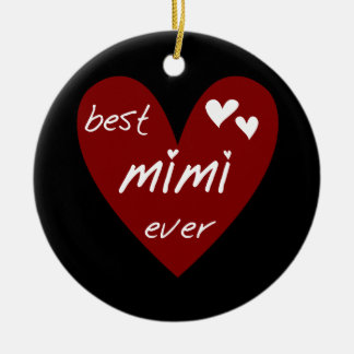Ornamento De Cerâmica Camiseta Mimi e os presentes do coração vermelho o