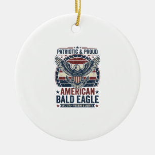 Ornamento De Cerâmica Camiseta Patriótica Vintage Águia Careca Desgastad