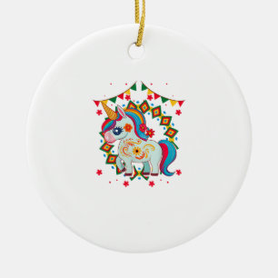 Ornamento De Cerâmica Camiseta Unicórnio Cinco De Mayo Festa Mexicana Fo