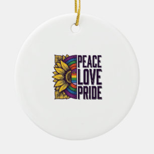 Ornamento De Cerâmica Camiseta Vetorial Flor Vintage Orgulho Amor Paz_1