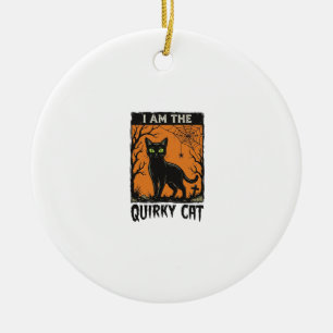Ornamento De Cerâmica Camiseta Vintage de Gravura de Gato Excêntrico de