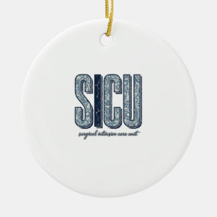 Ornamento De Cerâmica Camiseta Vintage SICU Unidade de Terapia Intensiva