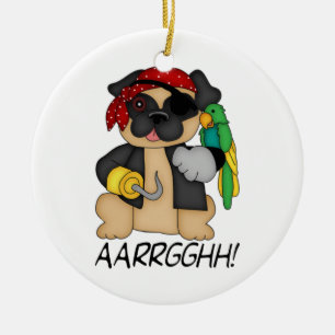 Ornamento De Cerâmica Camisetas De Pirata De Pug Personalizáveis Adorá