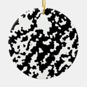 Ornamento De Cerâmica Camo Abstrato Mosaico Preto e Branco Irregular