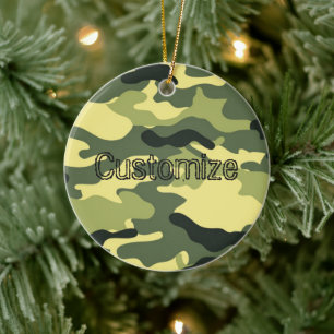 Ornamento De Cerâmica Camo Camping Hunting Green Camouflage Personalizar
