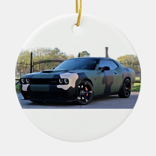 Ornamento De Cerâmica Camo Dodge Challenger Hellcat (Frente)