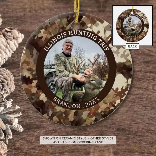 Ornamento De Cerâmica Camouflage Hunter One Foto Personalizada (Criador carregado)