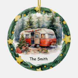 Ornamento De Cerâmica Campanha a carrinha de Natal para o Camper