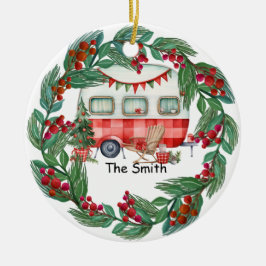 Ornamento De Cerâmica Campanha a carrinha de Natal para o Camper