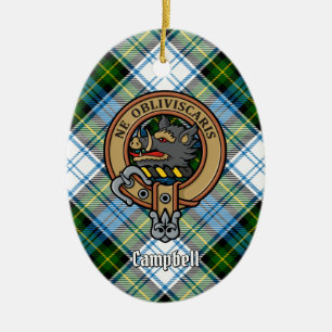 Ornamento De Cerâmica Campbell Crest over Dress Tartan