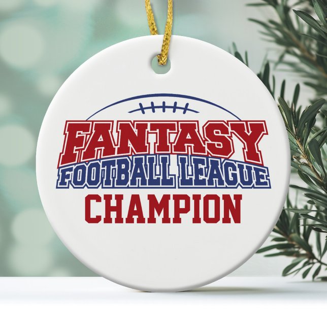 Ornamento De Cerâmica Campeão da Liga de Futebol Fantasy (Personalized Christmas Ornament - Fantasy Football League)