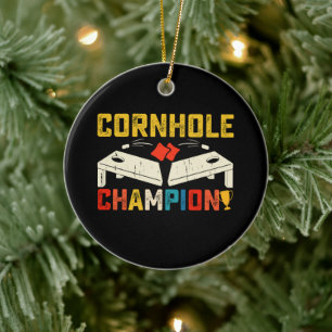 Ornamento De Cerâmica Campeão de Cornhole Americano EUA 4 de Julho 