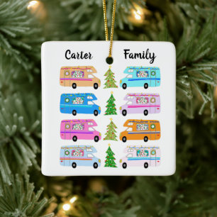 Ornamento De Cerâmica Camper de Natal bonito Vintage Motorhome RV Xmas