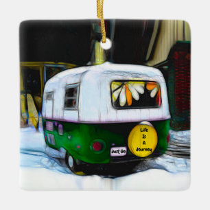 Ornamento De Cerâmica Camper Hippie A Vida É Uma Viagem Só Para Ser Re