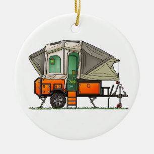 Ornamento De Cerâmica Camper Pop do Opus Up Camper RV, campista feliz