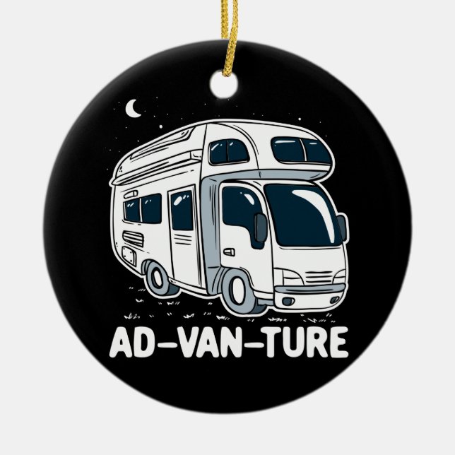 Ornamento De Cerâmica Camper Van Camping Adventure Gag (Frente)