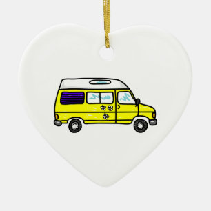 Ornamento De Cerâmica Campervan amarelo