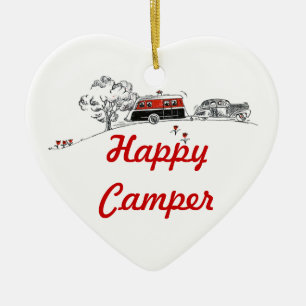 Ornamento De Cerâmica Campista feliz rv de acampamento aposentado