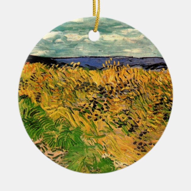 Ornamento De Cerâmica Campo de Trigo com Centáureas de Vincent van Gogh (Frente)