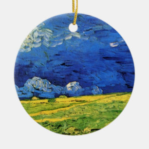Ornamento De Cerâmica Campo de trigo sob céu nublado por Vincent van Go