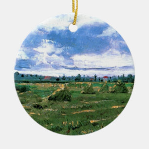 Ornamento De Cerâmica Campos de trigo com Haystacks por Vincent van Gogh