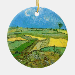 Ornamento De Cerâmica Campos de Trigo de Van Gogh em Auvers Sob Céu Nubl