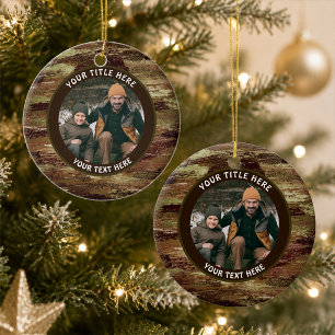 Ornamento De Cerâmica Camuflagem Rústica Foto Personalizada