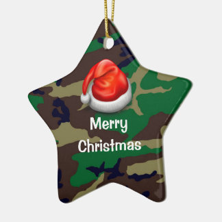 Ornamento De Cerâmica Camuflagem Woodland Camuflage Merry Christmas T-Sh