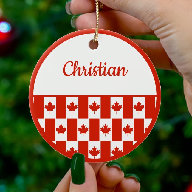 Ornamento De Cerâmica Canadá Maple Leaf Canadian Flag Standard Natal (Canada Maple Leaf Canadian Flag Pattern Christmas Ceramic Ornament)