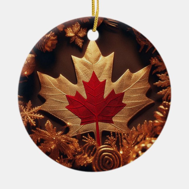 ORNAMENTO DE CERÂMICA CANADIA FLAG INSPIRADA (Frente)