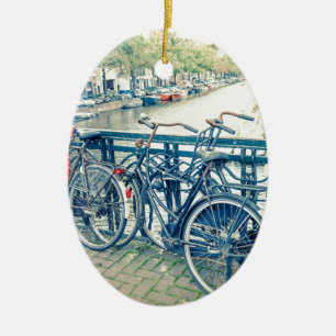 Ornamento De Cerâmica Canal e bicicletas de Amsterdão