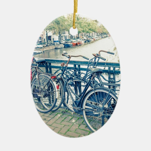 Ornamento De Cerâmica Canal e bicicletas de Amsterdão (Frente)